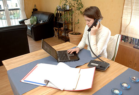 women working at home